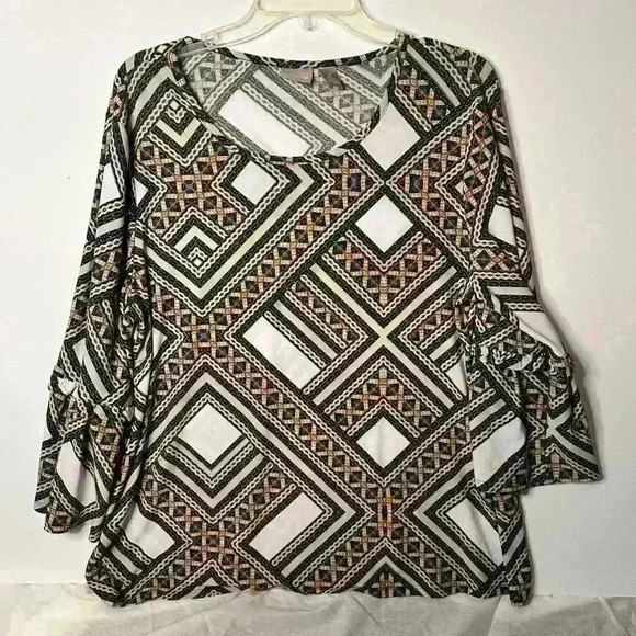 Chico’s Women’s Multicolor Polyester Tunic Size 2 Geometric Pattern - Picture 1 of 13